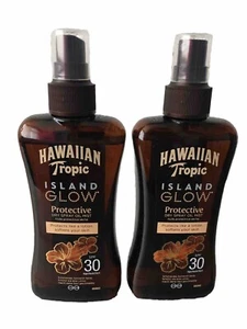 TWO Hawaiian Tropic Island Glow Protective Dry Spray Oil Mist SPF 30 200ml - Picture 1 of 7