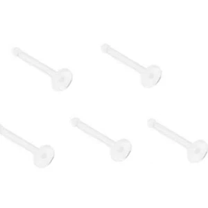5 Pc 20g CLEAR BioFlex Acrylic Flat Top Nose Retainers Nose Studs Ring Piercing - Picture 1 of 2