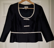 Hobbs Invitation Navy  Wool & Silk Occassion Fitted Jacket Size 12