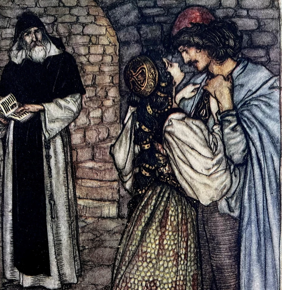 Impresión artística de Arthur Rackham 1909 Romeo y Julieta Fray Lorenzo Shakespeare DWDD19 Foto 1 de 2