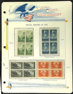 US Sc#756-65 1935 10 BLK's National Parks Imperf. MNH #756-LH OG NGAI VF/XF (LB) - Image 1 of 3