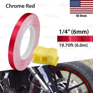 CHROME RED 1/4" 0.25" 6mm Pin Stripe Wheel Rim SINGLE SOLID Line Vinyl STICKER - Picture 1 of 7
