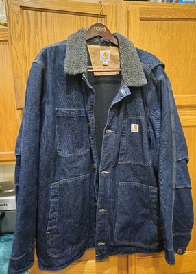 Carhartt джинсовая куртка полный качели мужчин 3xl синий Jean куртка шерпа воротник - Изображение 1 из 4