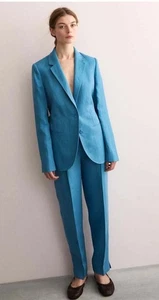 Jaeger Womens Blue Linen Casual Women Blazer Size 8  - Picture 1 of 7