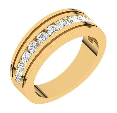 Anillo de compromiso para hombre de diamantes redondos cultivados en laboratorio VS F 1,00 quilates de oro macizo de 8,5 mm de 10 k Foto 1 de 4