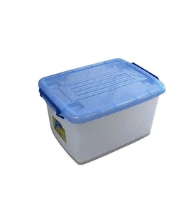 SMARTLINK 3pcs Plastic Storage Container 90L With Blue Lid 63.5x46x38.5cm - Picture 1 of 4