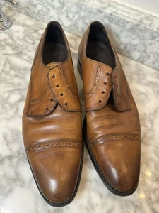 Ermenegildo Zegna Men’s Leather Cap Toe Oxford Dress Shoes Brown 9.5 US No Laces - Picture 1 of 9