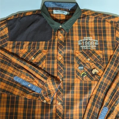 Akoo Button Down Plaid Shirt 3X/4X Long Sleeve Shoulder Patch Pocket Urban Style - Image 1 of 4