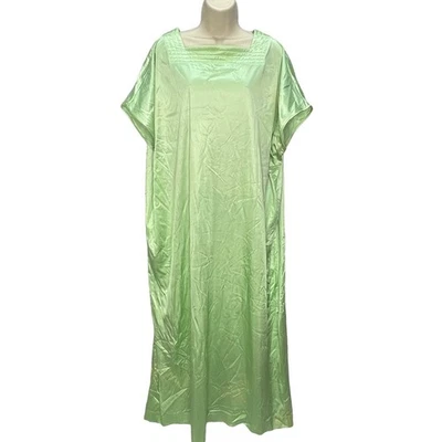 Vintage Vanity Fair Kaftan Nylon Size S Mint Green Short Sleeve House Dress 60s - Image 1 of 4
