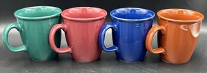 Crate and barrel Earth tone collar coffee mugs set Of 4 12oz - Picture 1 of 8