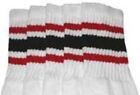 19  MID CALF WHITE tube socks with RED/BLACK stripes style 3 19-8 