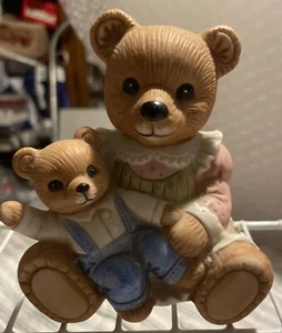 Vintage Homco #1444 Mama Bear With Baby Boy Bear Figurine Porcelain - Picture 1 of 12