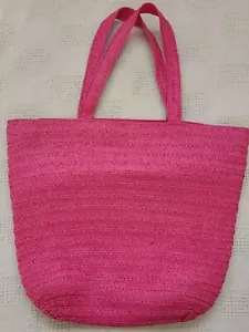 Bright Pink Straw Tote - Picture 1 of 5