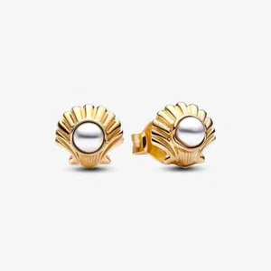 New Genuine Pandora x Disney The Little Mermaid Seashell Stud Earrings 262686C01 - Picture 1 of 5