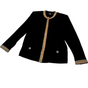 Nilani Gold Metallic Braided Trim Cardigan Sweater Black women’s small Vintage - Picture 1 of 9