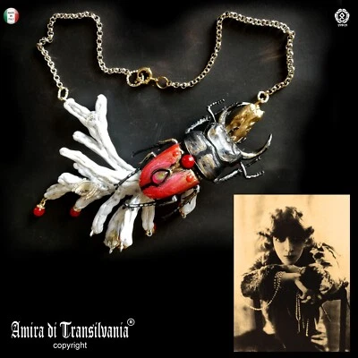 Gioielli Art Decò Nouveau Collana Pendaglio Bigiotteria Personalizzata Insetti - Immagine 1 di 4