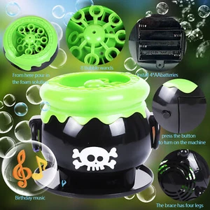 Halloween Witch Cauldron Bubble Machine, Bubble Maker, Automatic Bubble Blower - Picture 1 of 12