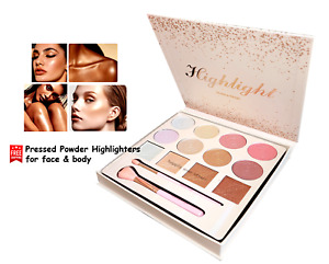 Highlight Palette for Face & Body with 2 Brush, Glow Makeup Palette *US STOCK*
