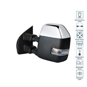Driver Side LH Towing Mirror Power Heated For 17-20 Ford F-250 F-350 Chrome Cap - Picture 1 of 11