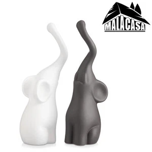 MALACASA 6.1" Adorno Cerámico Blanco y Gris Adorno Elefante Estatuilla como Conjunto - Imagen 1 de 5