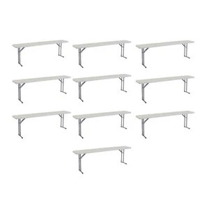 NPS 18 x 96-In Heavy Duty Seminar Folding Table Speckled Gray 10-Pack - Picture 1 of 8