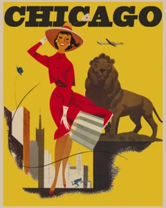 Chicago Tourismus Poster von Vintage Reiseposter Giclée-Druck versandkostenfrei - Bild 1 von 3