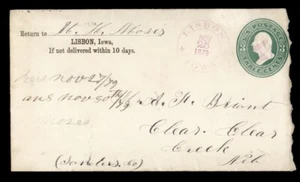 DR WHO 1879 LISBON IA FANCY CANCEL STAR PURPLE STATIONERY TO CLEAR CREEK i30154 - Picture 1 of 2
