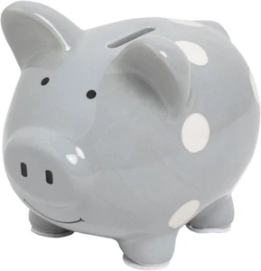Mini Ceramic Piggy Bank, Gender Neutral Nursery Décor, Baby Girl and Baby Girl K - Picture 1 of 5