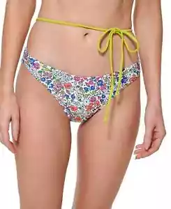 Tommy Hilfiger Size L Cheeky Bikini Swim Bottom High Leg Tie Waist White Floral - Picture 1 of 9