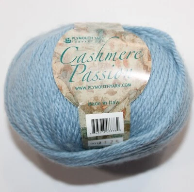 Cashmere Passion Yarn Plymouth 80% Merino 20% Cashmere Col 0014  Blue 50g 164yd - Image 1 of 4