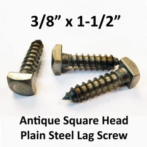 (140) 3/8" x 1-1/2" Antique Lag Screws Square Head Plain Steel Blacksmith - Picture 1 of 4