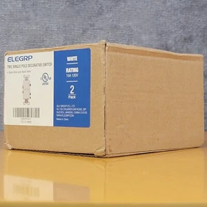 2 Pack ELEGRP Single Pole Decorative White Switch Rating 15A 120V - Picture 1 of 14