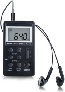 AM FM Radio,Mini Portable Pocket Radio Receiver with Earphone,Rechargeable Batte - Picture 1 of 6