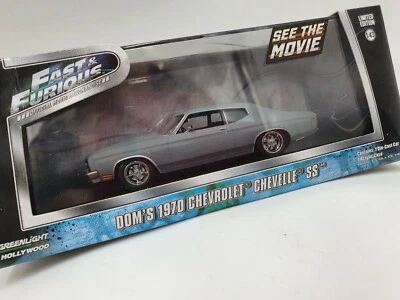 CHEVROLET CHEVELLE SS FAST FURIOUS 1970  GREY GREENLIGHT 1/43 fente leger boite  - Photo 1/2