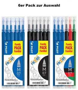 6 Minen PILOT Frixion Ball, Clicker Tintenroller-Ersatzmine BLS-FR7 FAMILY PACK  - Bild 1 von 4
