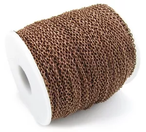 Antique Copper 2x3mm Cable Chain - 500 Feet - Bulk Craft Jewelry Necklace Spool - Picture 1 of 3