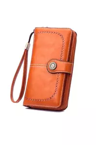Mujeres Damas Cuero Largo Billetera Tarjetero Cartera Bolso sin asas Bloqueo RFID - Imagen 1 de 24
