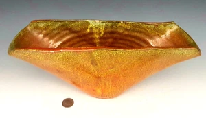 Signed "CAROLINA CRAFT" Cole NC Art Pottery Chrome Red BIG 14" Oblong Bowl Vase - Picture 1 of 24