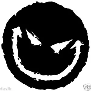 EVIL SMILEY FACE BUMPER STICKER BLACK LAPTOP STICKER WINDOW STICKER TOOLBOX - Picture 1 of 1