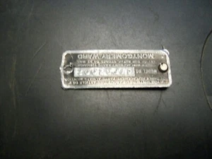Aluminum Name/ Model Plate or Badge From 8" Montgomery Ward Wood Lathe #64FD2002 - Picture 1 of 3