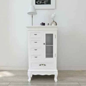 vidaXL Cabinet with 5 Drawers 2 Shelves White - Picture 1 of 8
