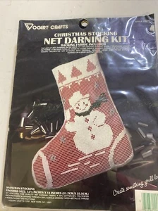 Vintage Vogart Crafts Christmas Stocking Kit Net Darning Kit Snowman Style 2946 - Picture 1 of 3