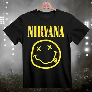 Nirvana Smiley Face Grunge Rock Band T-Shirt Black S-3XL - Picture 1 of 8