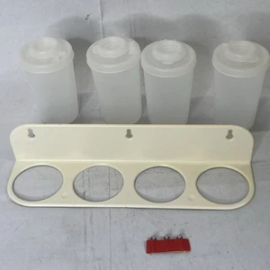 Vintage 70s Clear Tupperware Spice Rack Shakers Lids Never Used - Picture 1 of 6