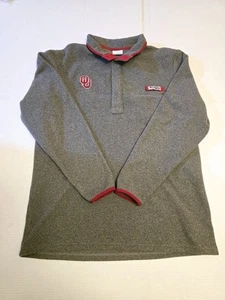 Columbia PFG Oklahoma Sooners Fleece  Mens Large Pullover Gray Embroidered - Picture 1 of 7