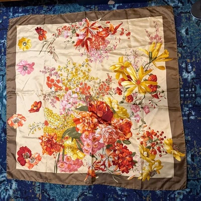 Valentino 100% Silk Scarf 34”x34” made in Italy floral design - Image 1 of 4