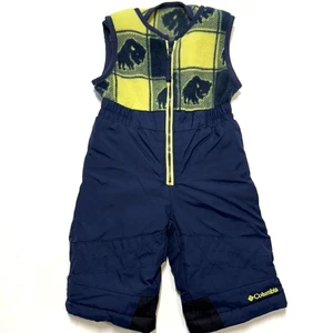 Baberos de nieve impermeables Columbia Baby polar patrón de búfalo azul y amarillo 12 meses - Imagen 1 de 10