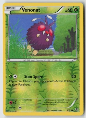 Venonat 1/119 - XY - Phantom Forces Reverse Holo - PTCG - LP - Image 1 of 2
