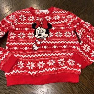 Pat Pat Disney Red Minnie Mouse Crewneck Christmas Sweatshirt Girls 8-9 Year - Picture 1 of 7