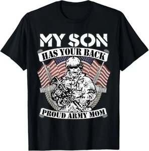 My Son Has Your Back Proud Army Mom - Military Mother Gift T-Shirt Hoodie - Picture 1 of 10